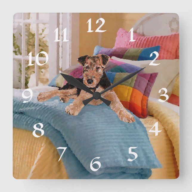 Relógio Quadrado Hora da Soneca para o Cachorrinho (Frente)