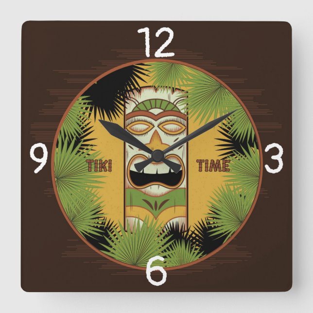 Relógio Quadrado Hora de Tiki (Frente)