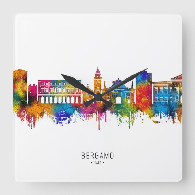 Relógio Quadrado Horizonte de Bergamo Itália (Frente)