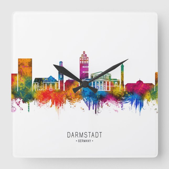 Relógio Quadrado Horizonte de Darmstadt Alemanha (Frente)