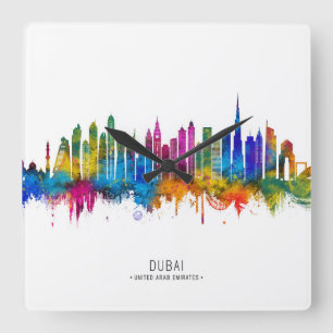 Relógio Quadrado Horizonte de Dubai Emirados Árabes Unidos