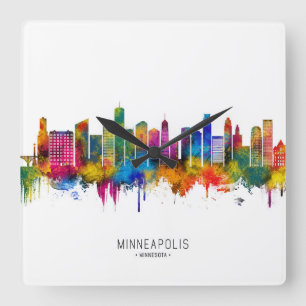 Relógio Quadrado Horizonte de Minneapolis Minnesota