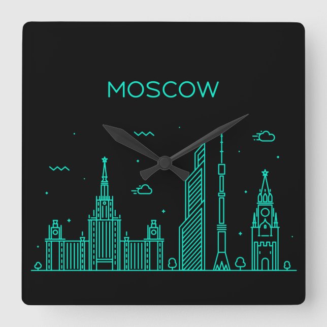 Relógio Quadrado Horizonte de Moscou (Frente)