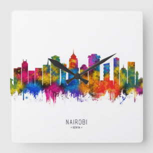 Relógio Quadrado Horizonte de Nairóbi Quênia