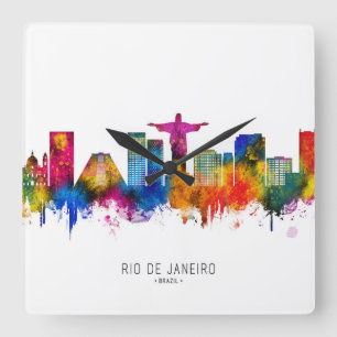 Relógio Quadrado Horizonte de Rio de Janeiro Brasil