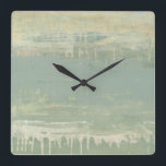 Relógio Quadrado Horizonte sem som<br><div class="desc">Horizonte II Mudado por Jennifer Goldberger. Apresenta linhas horizontais de várias cores,  de amarelo a verde a azul e formas semelhantes a pintdrip.</div>