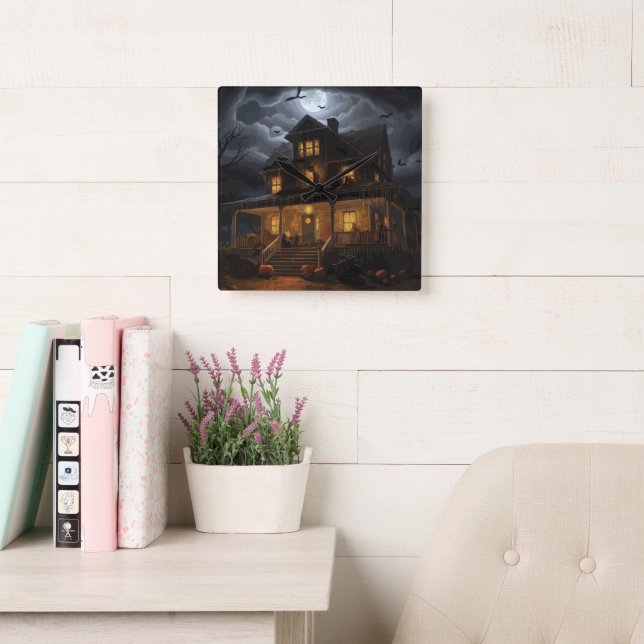 Relógio Quadrado Horizontes Assombrados (Sala de leitura)