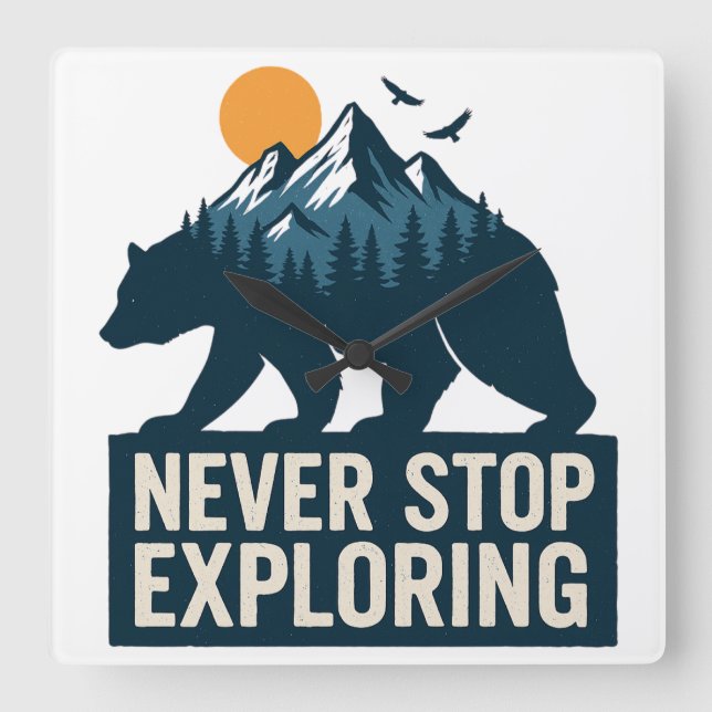 Relógio Quadrado Horizontes Selvagens (Frente)