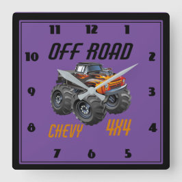 Relógio Quadrado Horloge camion monstre pour chambre d'enfant