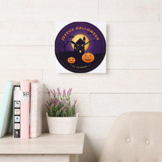 Relógio Quadrado Horloge Murale Halloween Maison Hantée Citrouilles