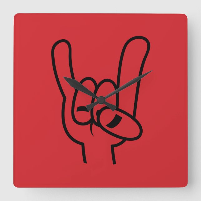 Relógio Quadrado Hornos do Diabo de Metal Pesado Linha Preta (Frente)