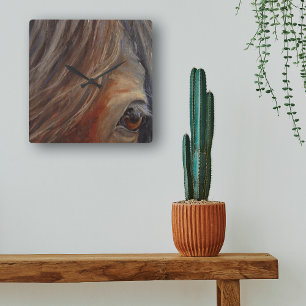 Relógio Quadrado Horse Eye Fine Art Wall Clock