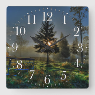 Relógio Quadrado Horse Ranch Sunrise Nature Foto