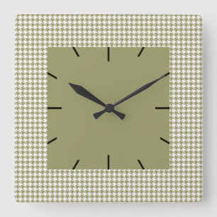Relógio Quadrado Houndstooth Avocado e Branco