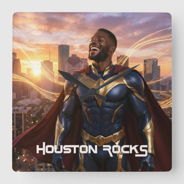 RELÓGIO QUADRADO HOUSTON ROCKS - TEXAS (Frente)