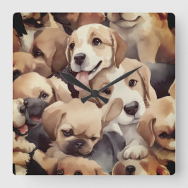 Relógio Quadrado How many brown puppies