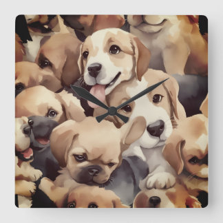 Relógio Quadrado How many brown puppies