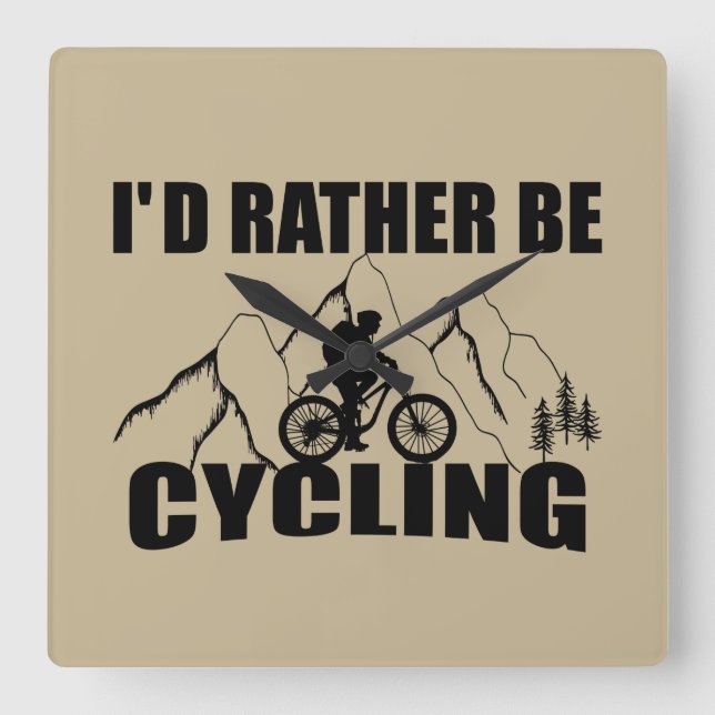 Relógio Quadrado Humor de Bicicleta de Montanha - Ciclismo Divertid (Frente)
