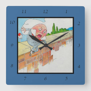 Relógio Quadrado Humpty Dumpty na Parede Quadra Infantil da Mãe Gan
