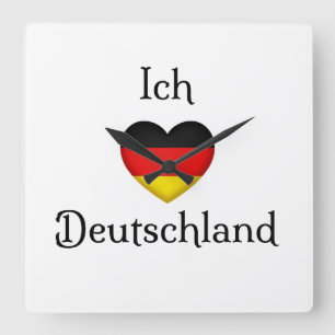 Relógio Quadrado "I Heart Germany" Orgulho Alemão