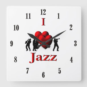 Relógio Quadrado I Heart Jazz Music