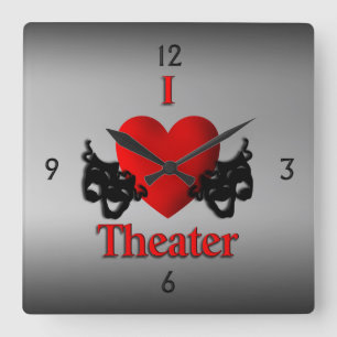 Relógio Quadrado I Heart Theater Wall Clock