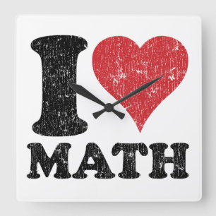 Relógio Quadrado I Love (Heart) Math Clock