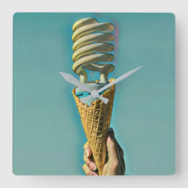 Relógio Quadrado I love ice cream artwork (Frente)