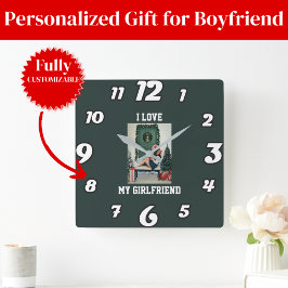 Relógio Quadrado I Love My Girlfriend Photo Wall Clock Gift