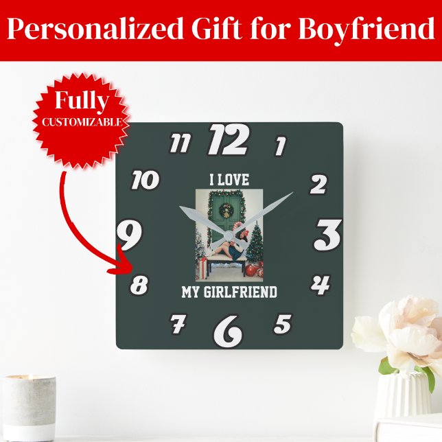 Relógio Quadrado I Love My Girlfriend Photo Wall Clock Gift (I Love My Girlfriend Photo Wall Clock Gift)