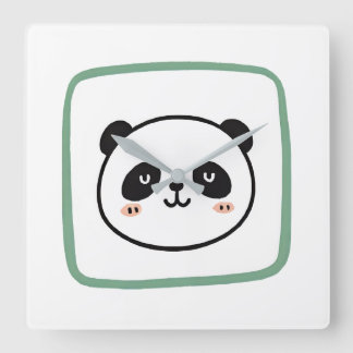 Relógio Quadrado Ícone gráfico minimalista de cabeça de panda