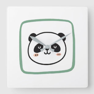Relógio Quadrado Ícone gráfico minimalista de cabeça de panda