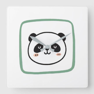 Relógio Quadrado Ícone gráfico minimalista de cabeça de panda