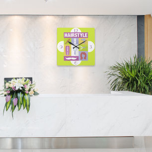 Relógio Quadrado Icónico profissional do cabeleireiro projetado