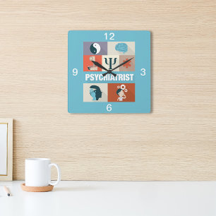 Relógio Quadrado Icónico profissional do psiquiatra projetado