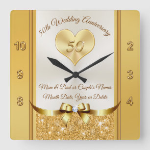 Relógio Quadrado Ideias de presentes para pais do Ouro de casamento