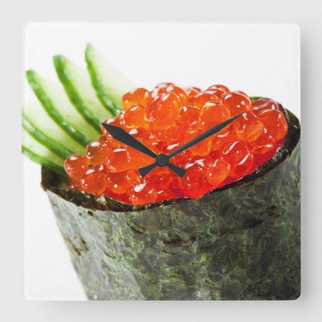 Relógio Quadrado Ikura (Salmon Roe) Gunkan Maki Sushi (Frente)