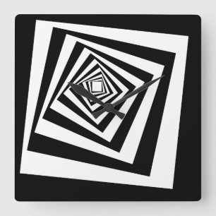 Relógio Quadrado Ilusões Ópticas Hipopóticas Círculos Concentra