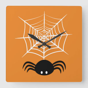 Relógio Quadrado Ilustração Assustadora de Aranha de Halloween