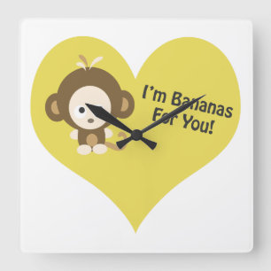 Relógio Quadrado Im Bananas for You Monkey