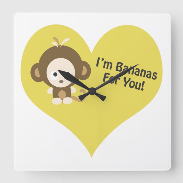 Relógio Quadrado Im Bananas para você, macaco (Frente)