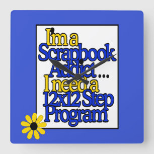 Relógio Quadrado Im viciado a Scrapbooking