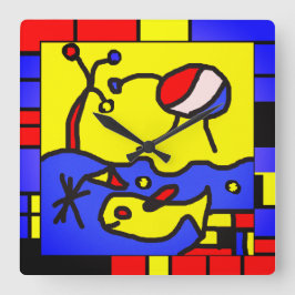 Relógio Quadrado Imagem com peixes da arte moderna