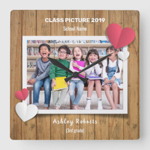 Relógio Quadrado Imagem de classe fotograma de madeira Quadro de pa