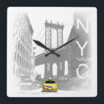 Relógio Quadrado Imagem de Pop de Arte da Ponte de Táxi Amarelo Nyc<br><div class="desc">Imagem Nova Iorque Nyc Yellow Taxi Brooklyn Bridge Pop Art</div>