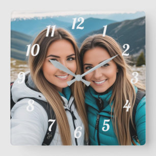 Relógio Quadrado Imagem Personalizada de Melhores Amigos