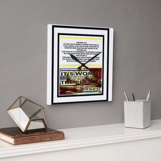 Relógio Quadrado Imagens de Escritura 03 (Escritório)