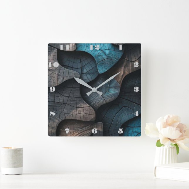 Relógio Quadrado Imitação de Madeira (Lar)