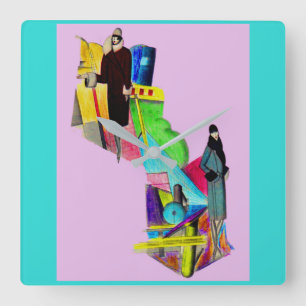 Relógio Quadrado impressão da arte das mulheres dos anos 30