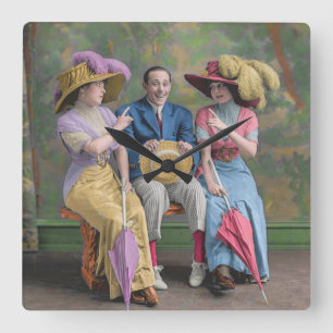 Relógio Quadrado impressão de artistas de vaudeville de cerca de 19